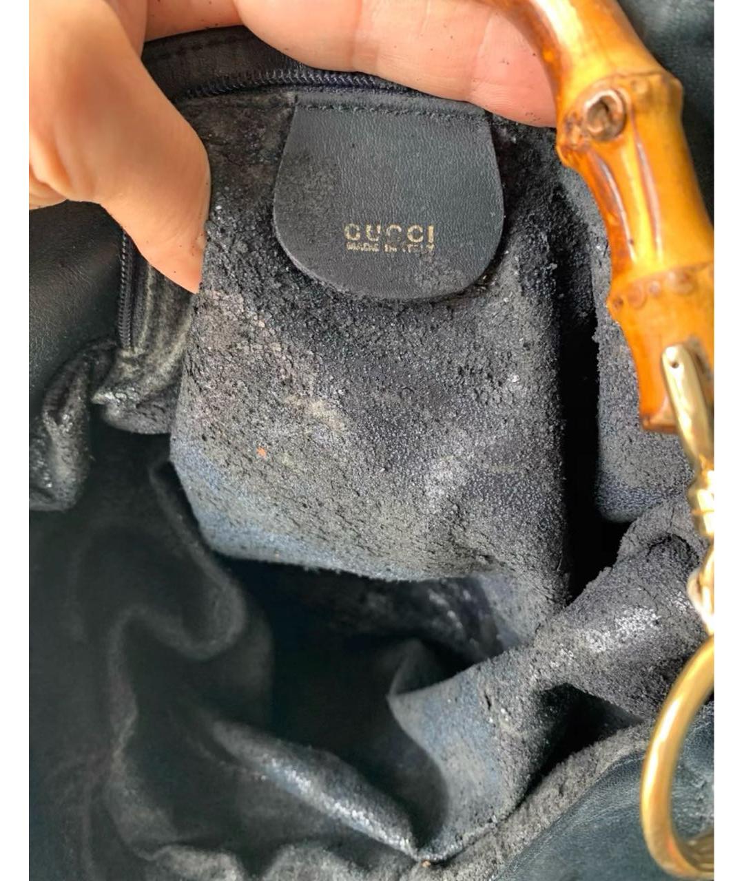 GUCCI Черная кожаная сумка с короткими ручками, фото 5