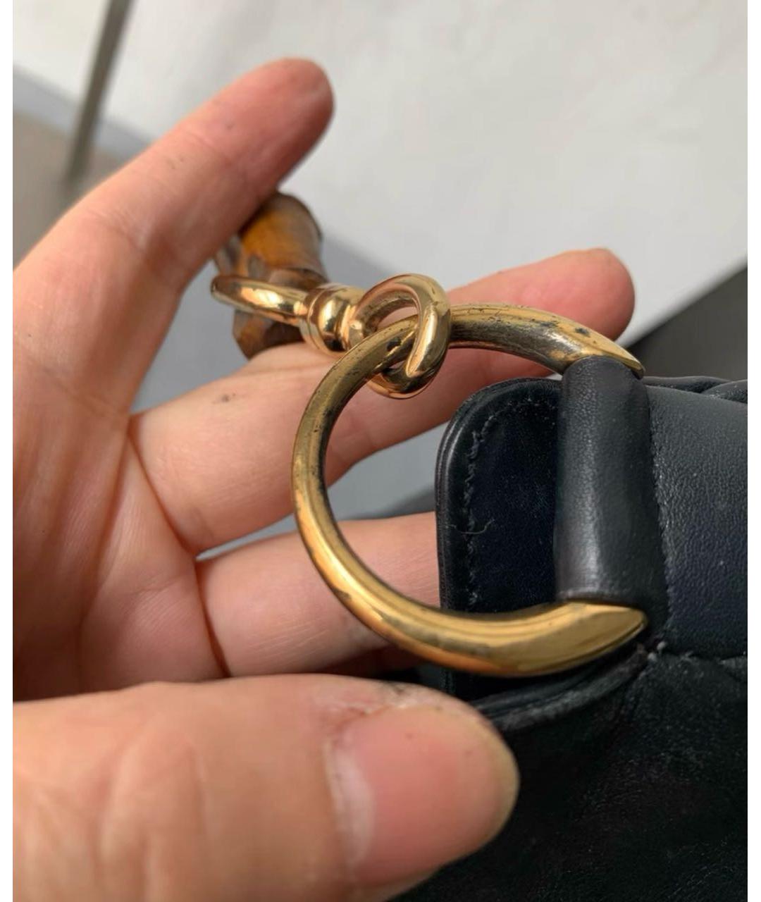 GUCCI Черная кожаная сумка с короткими ручками, фото 7
