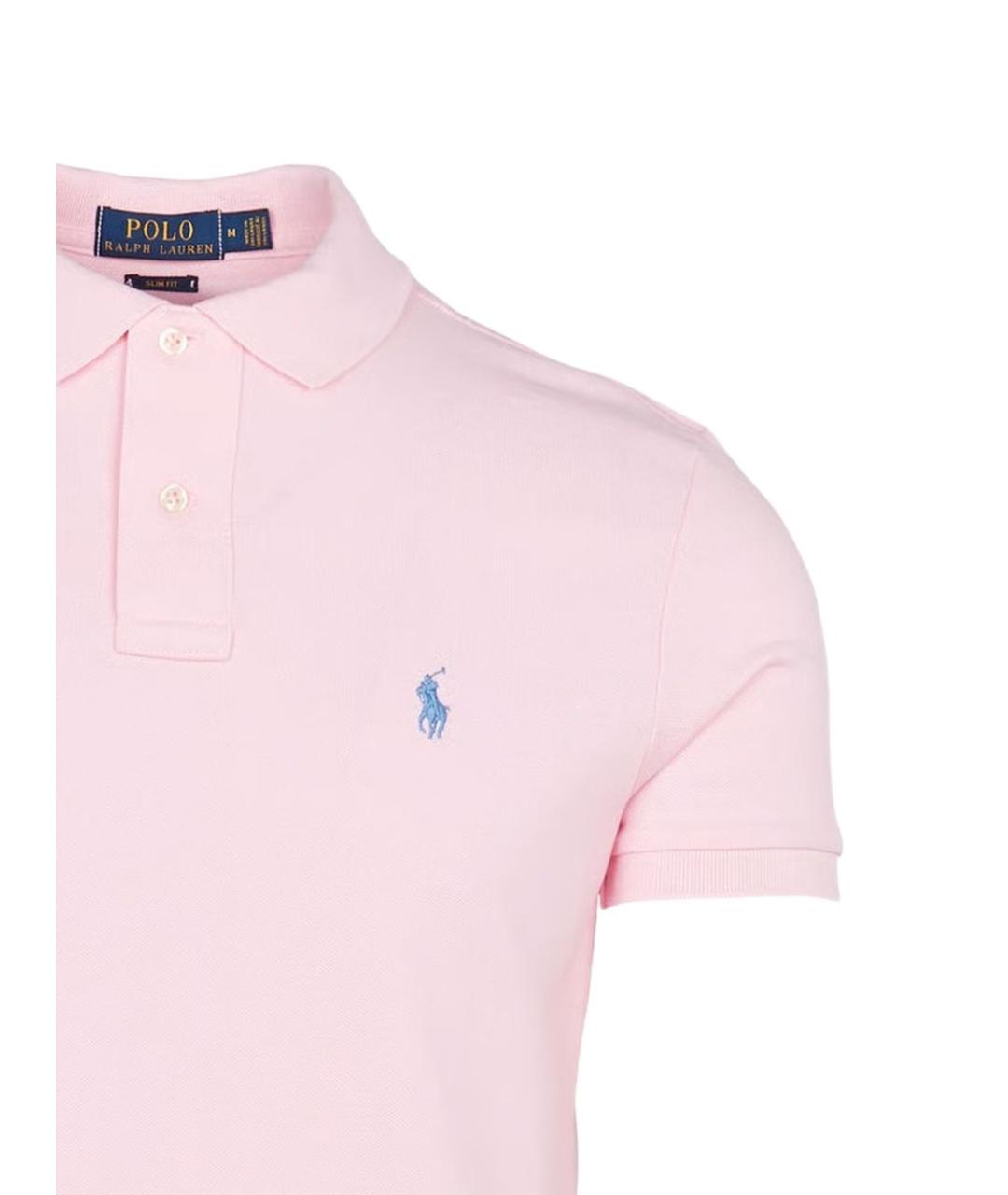 POLO RALPH LAUREN Розовое хлопковое поло с коротким рукавом, фото 2