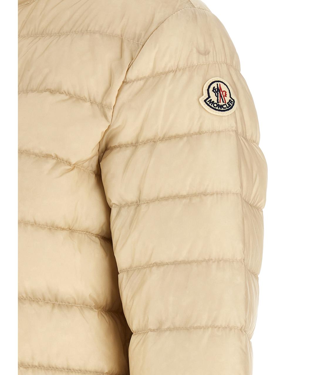 MONCLER Бежевый полиамидовый пуховик, фото 4