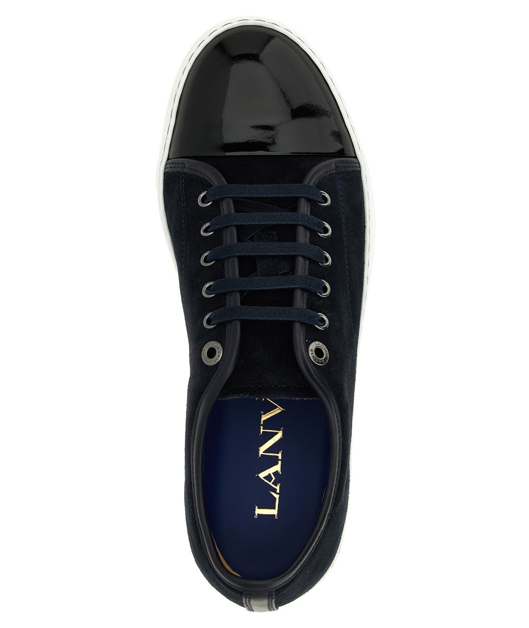 LANVIN Синие кожаные низкие кроссовки / кеды, фото 4