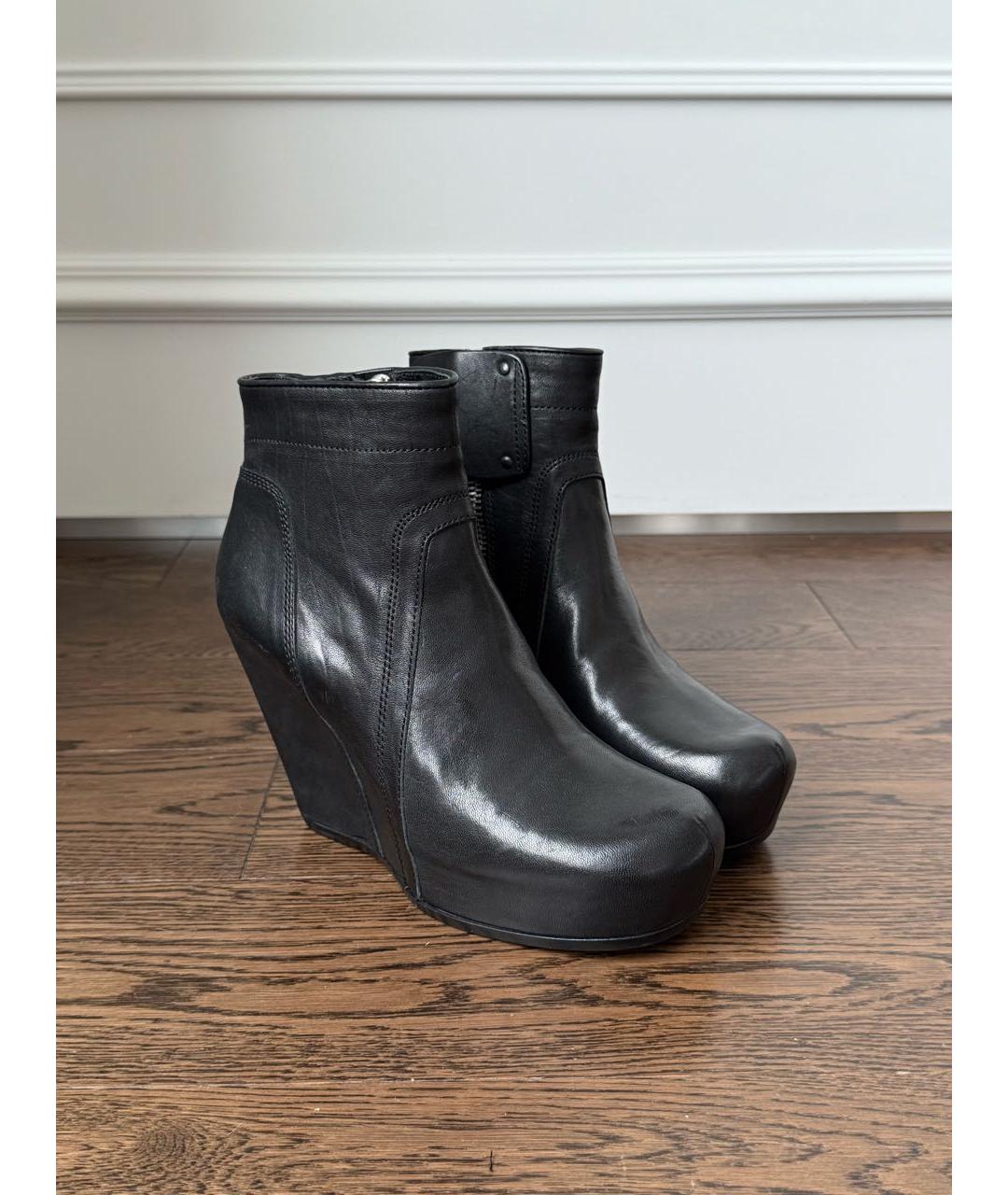 RICK OWENS Черные кожаные ботильоны, фото 5