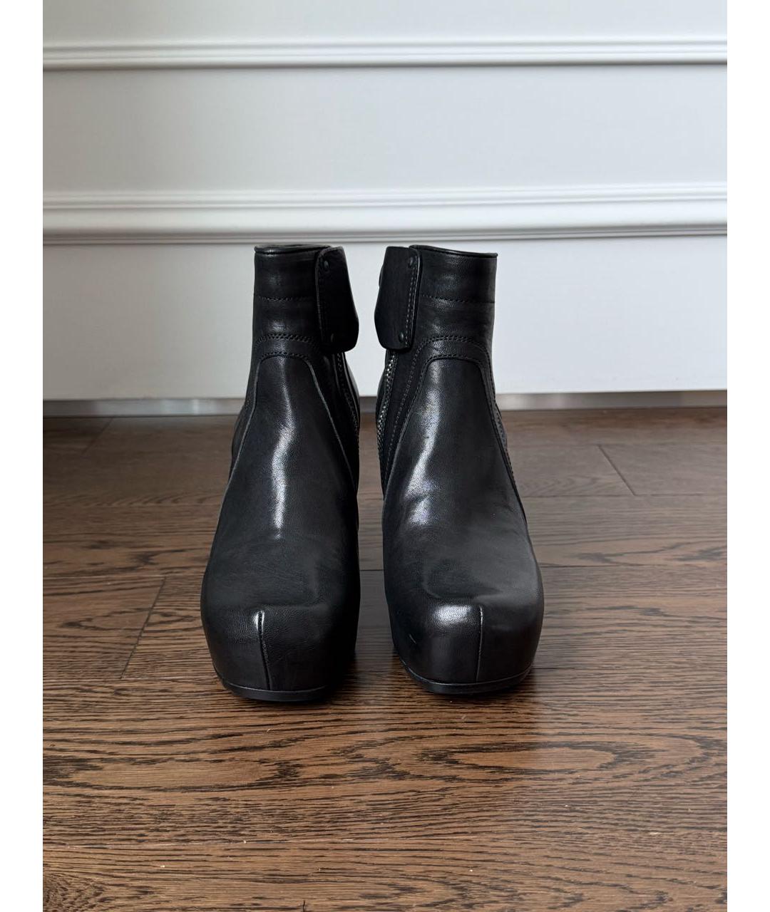 RICK OWENS Черные кожаные ботильоны, фото 2