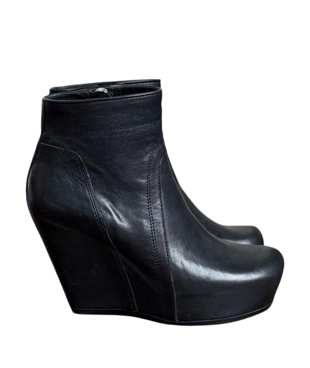 RICK OWENS Черные кожаные ботильоны, фото 1