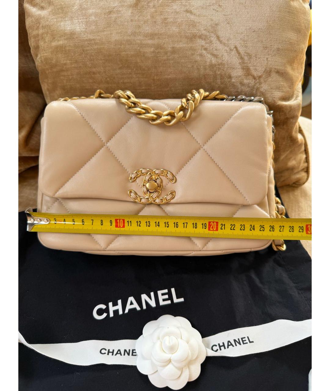 CHANEL Бежевая кожаная сумка через плечо, фото 4