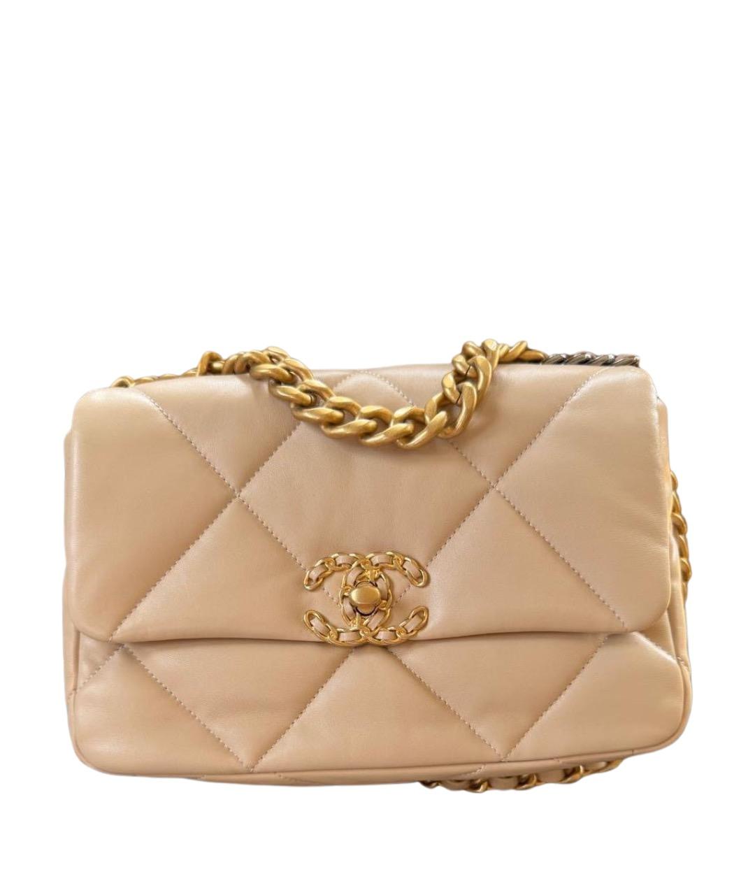 CHANEL Бежевая кожаная сумка через плечо, фото 1