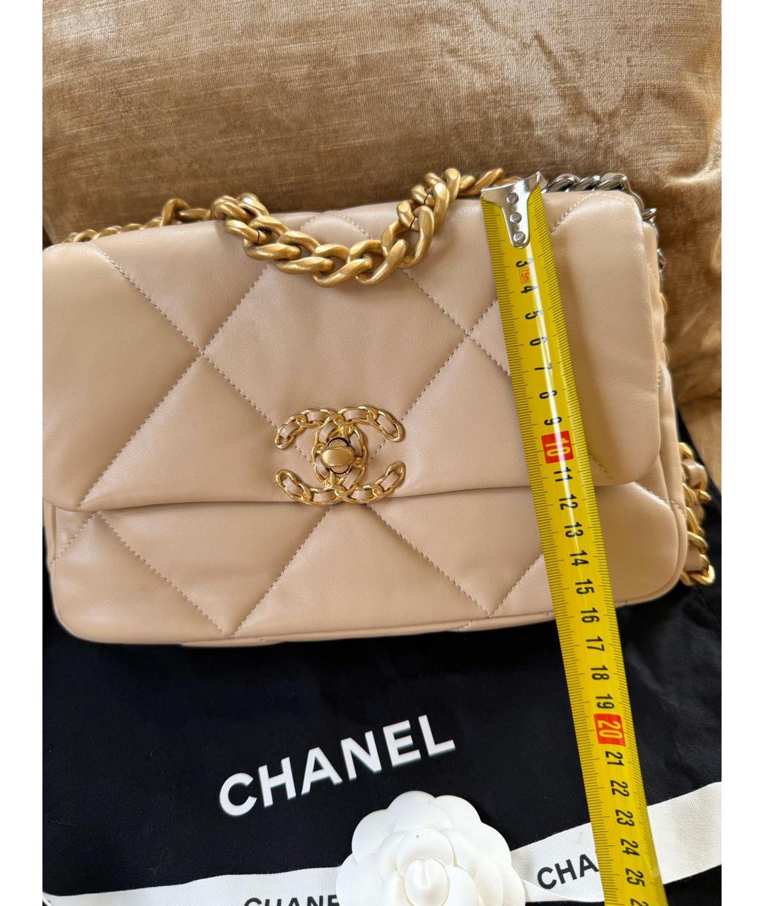 CHANEL Бежевая кожаная сумка через плечо, фото 3