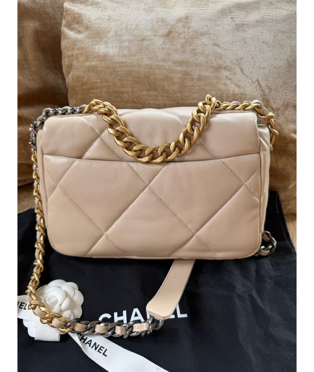 CHANEL Бежевая кожаная сумка через плечо, фото 2