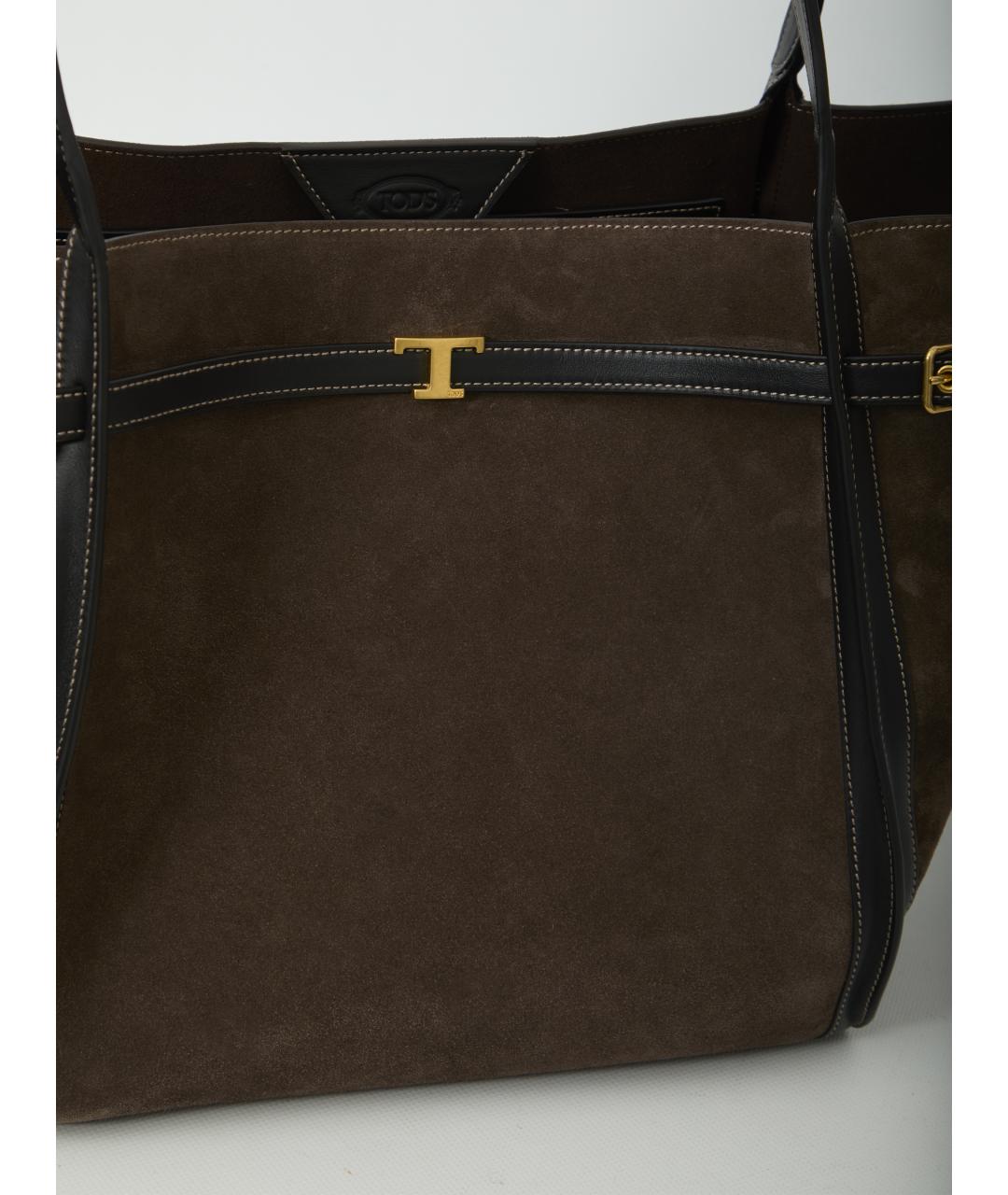TOD'S Коричневая замшевая сумка тоут, фото 4