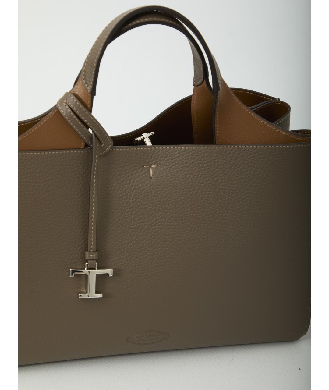 TOD'S Серая кожаная сумка через плечо, фото 4