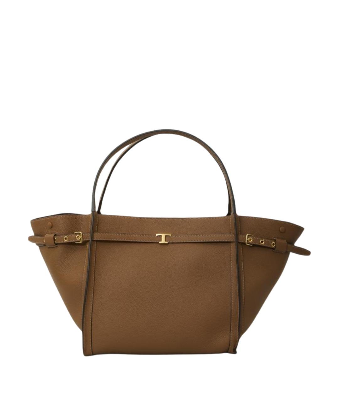 TOD'S Коричневая кожаная сумка тоут, фото 1