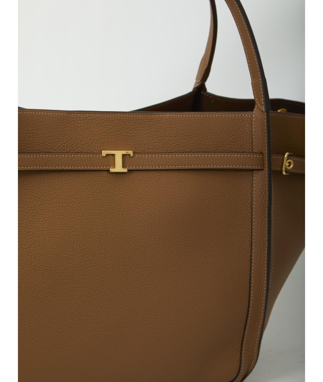 TOD'S Коричневая кожаная сумка тоут, фото 4