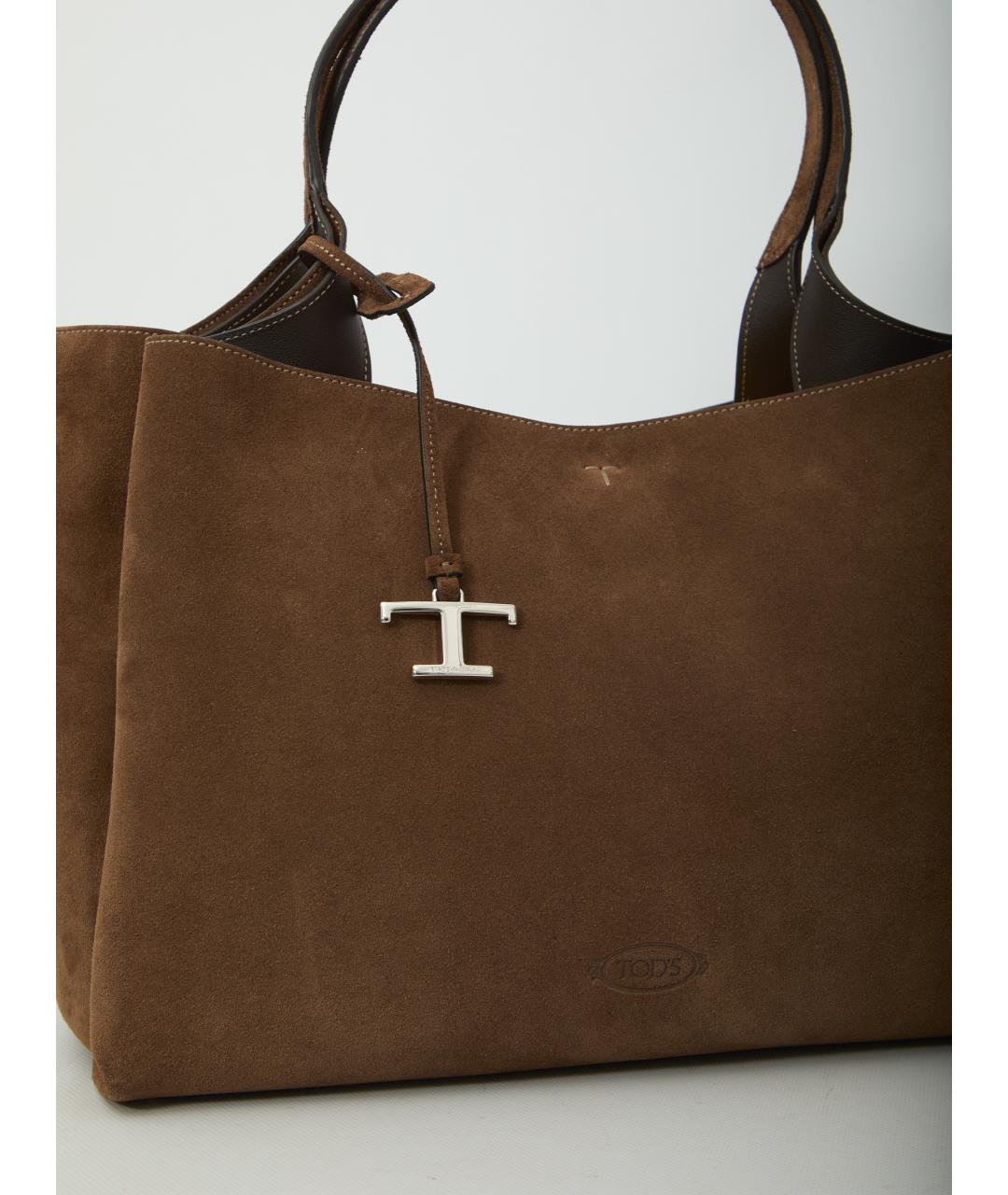 TOD'S Коричневая замшевая сумка тоут, фото 5