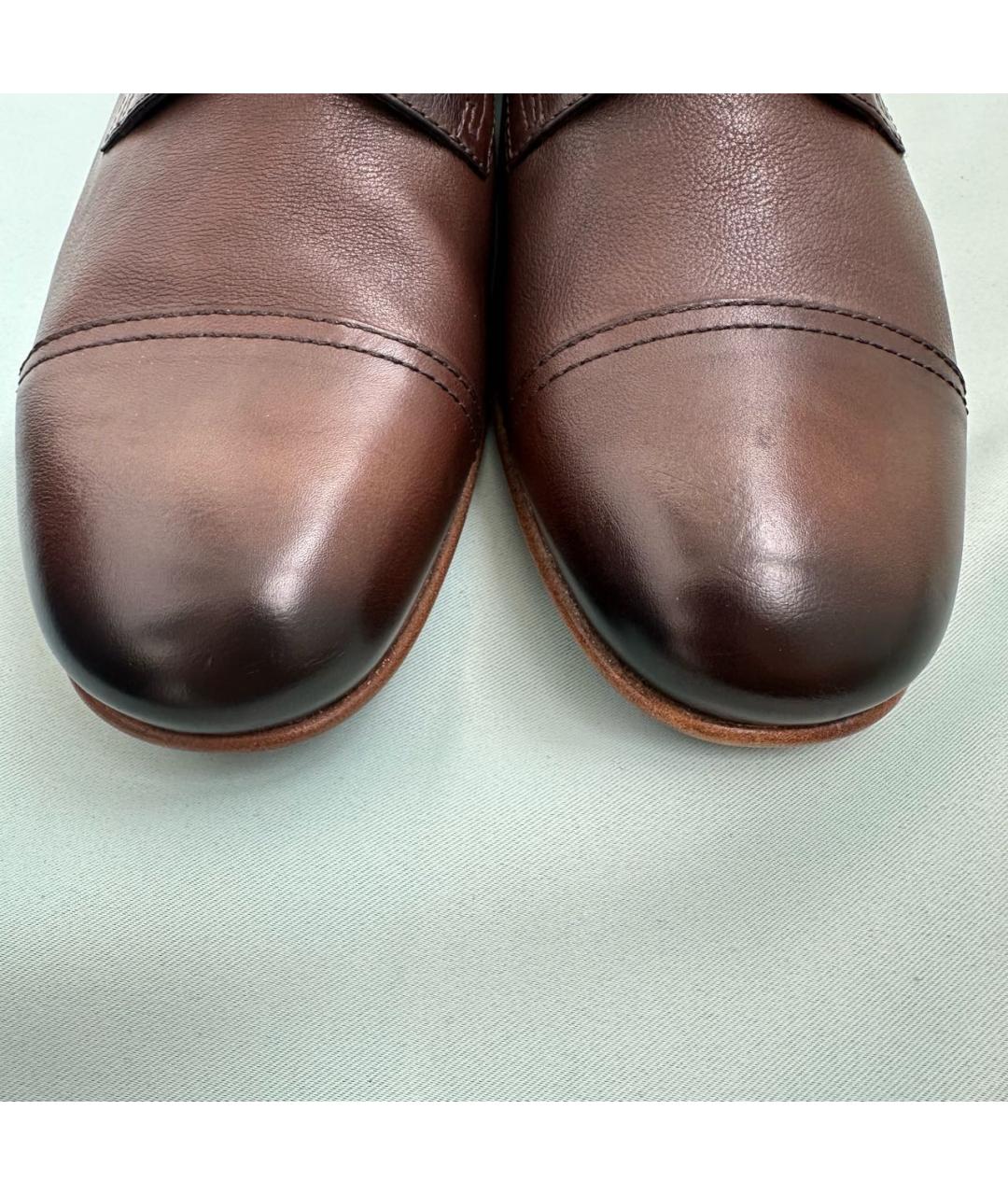 ERMENEGILDO ZEGNA XXX Коричневые кожаные туфли, фото 7