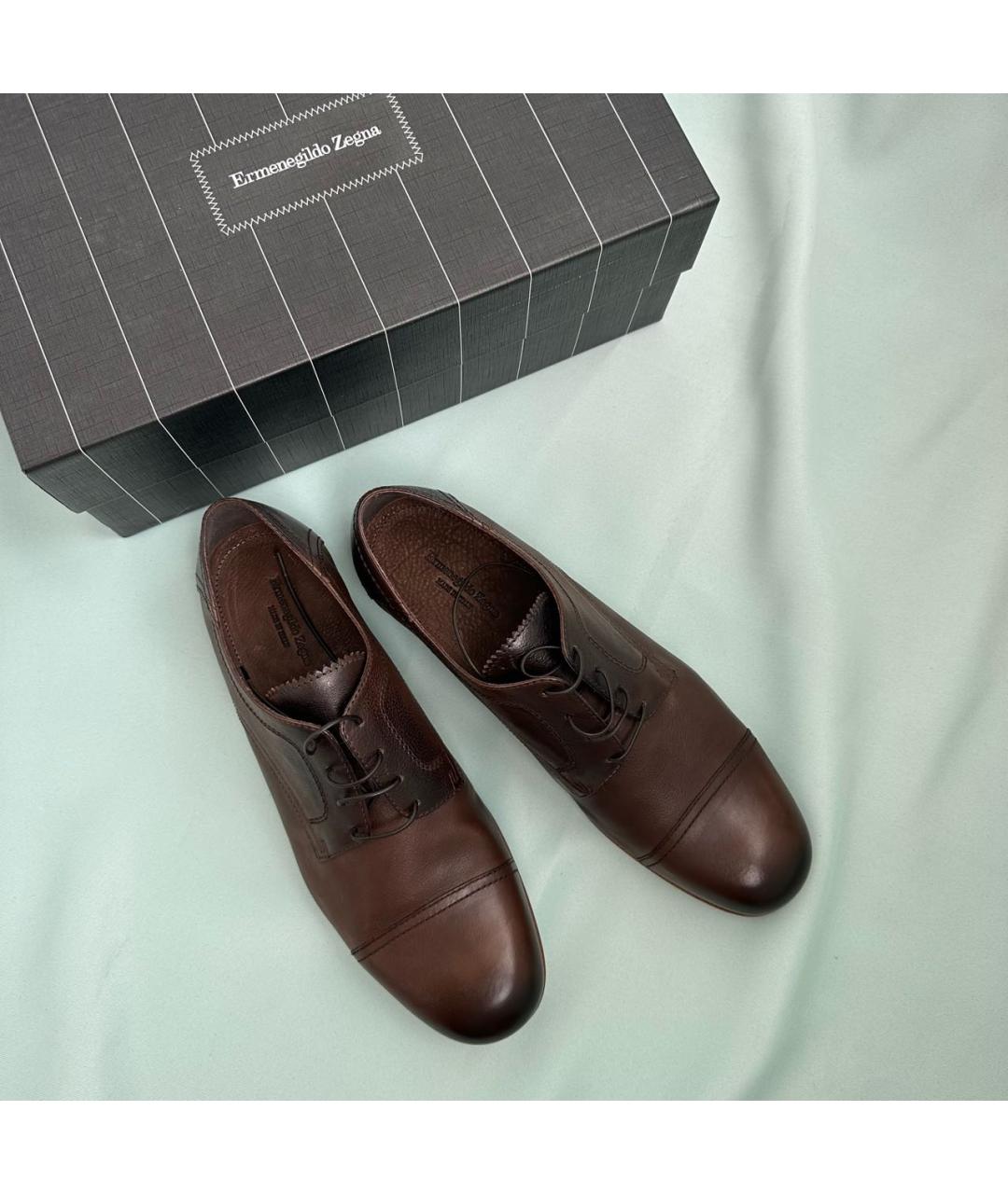 ERMENEGILDO ZEGNA XXX Коричневые кожаные туфли, фото 2