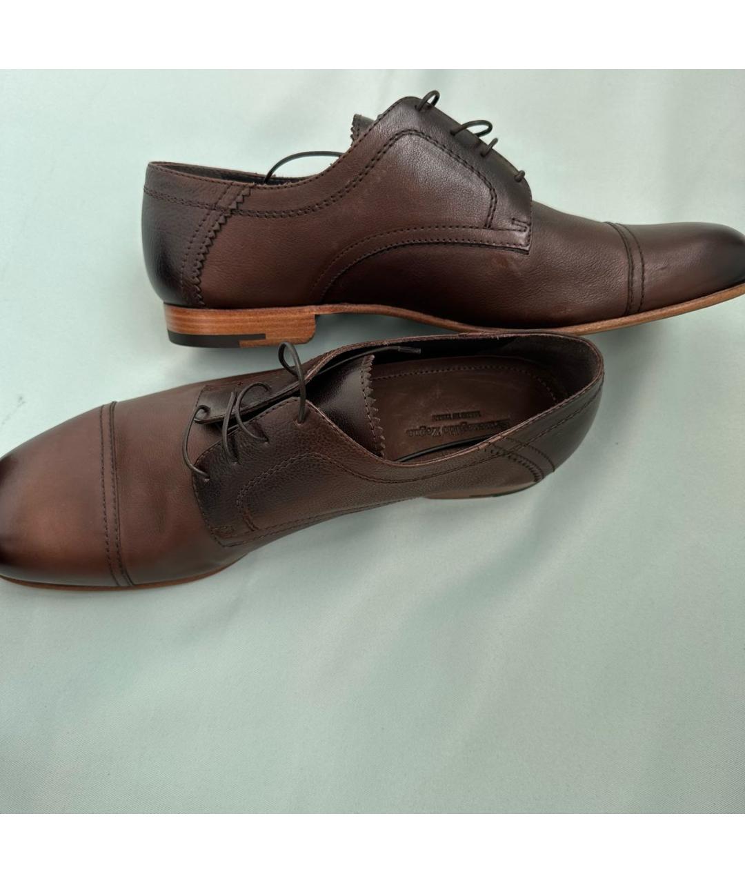 ERMENEGILDO ZEGNA XXX Коричневые кожаные туфли, фото 4