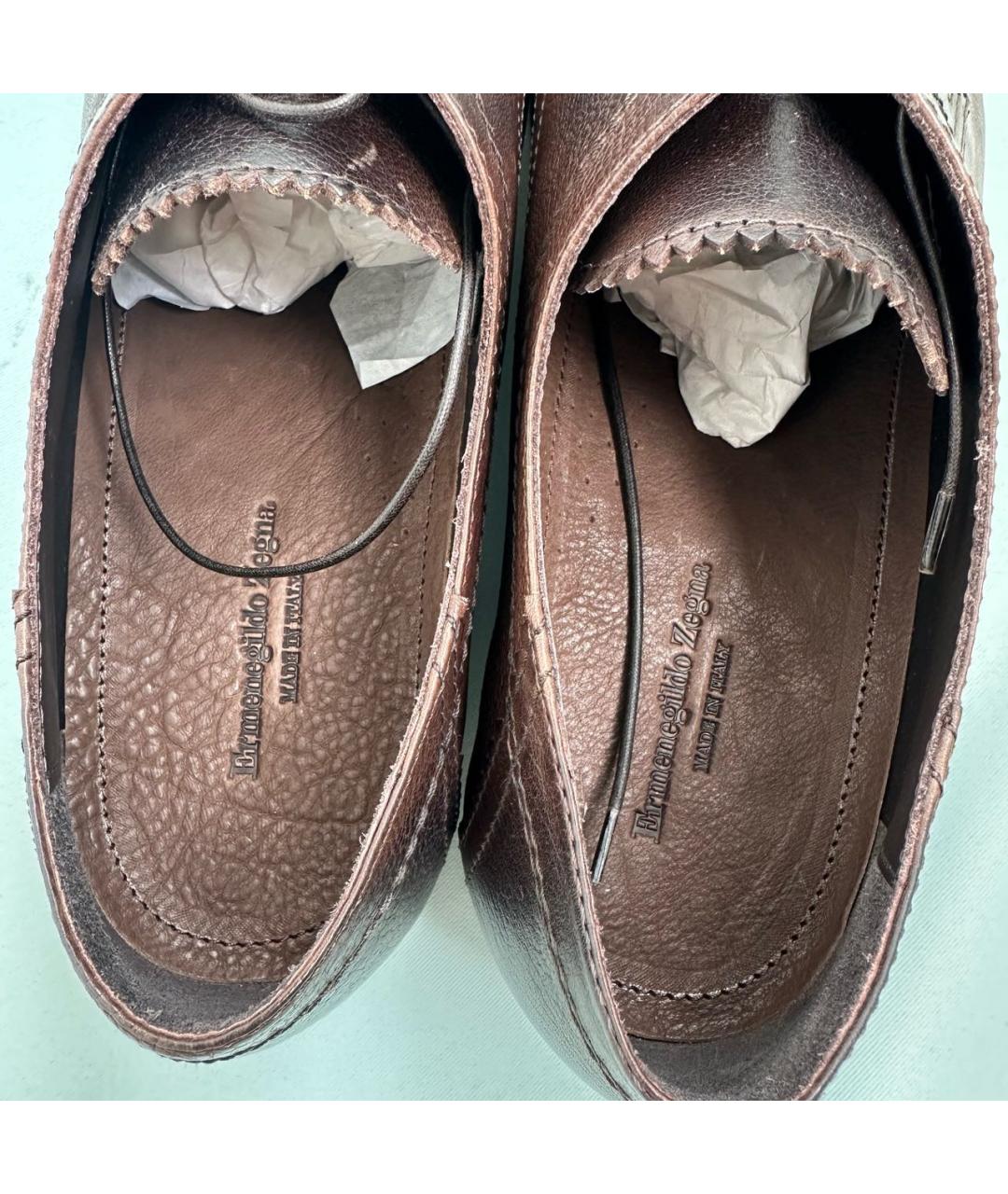 ERMENEGILDO ZEGNA XXX Коричневые кожаные туфли, фото 3