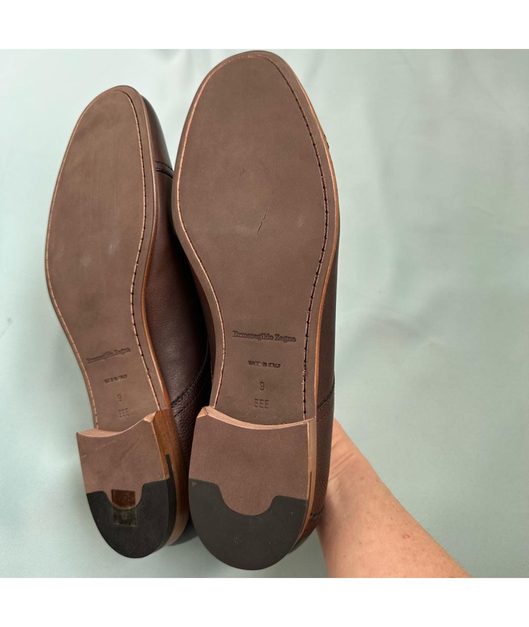 ERMENEGILDO ZEGNA XXX Коричневые кожаные туфли, фото 5