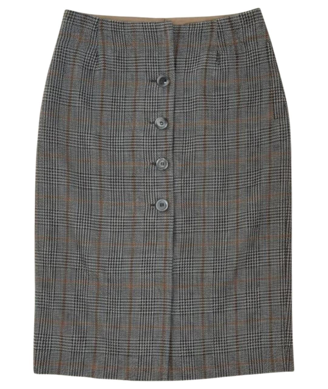 HUGO BOSS Серая шерстяная юбка миди, фото 1