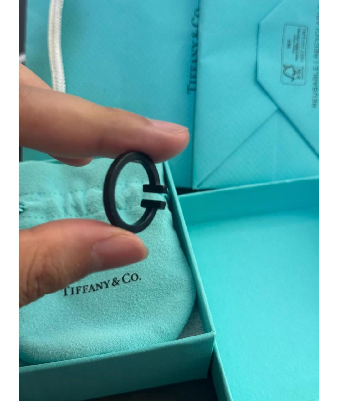 TIFFANY&CO Черное металлическое кольцо, фото 6