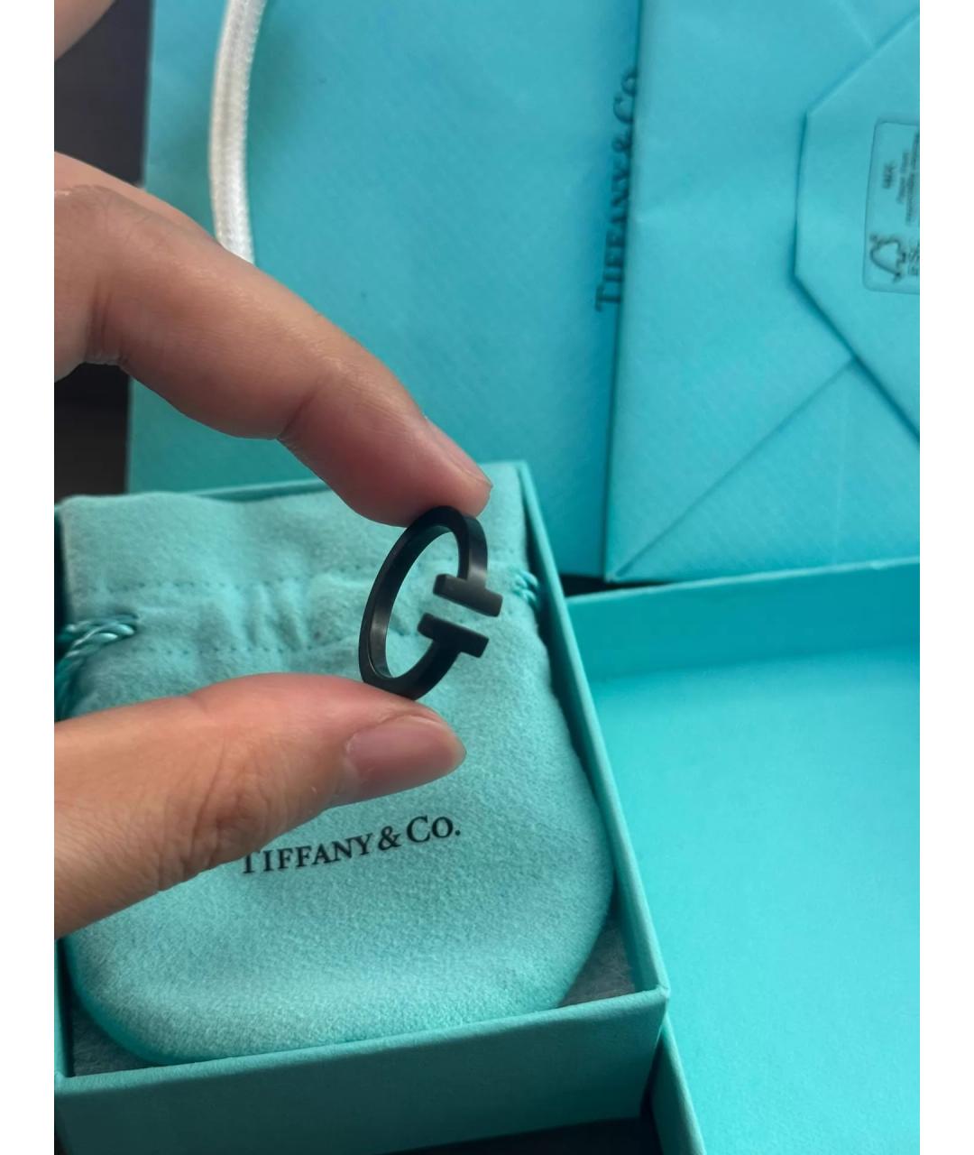 TIFFANY&CO Черное металлическое кольцо, фото 3