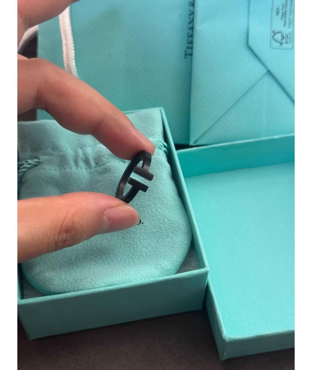 TIFFANY&CO Черное металлическое кольцо, фото 8