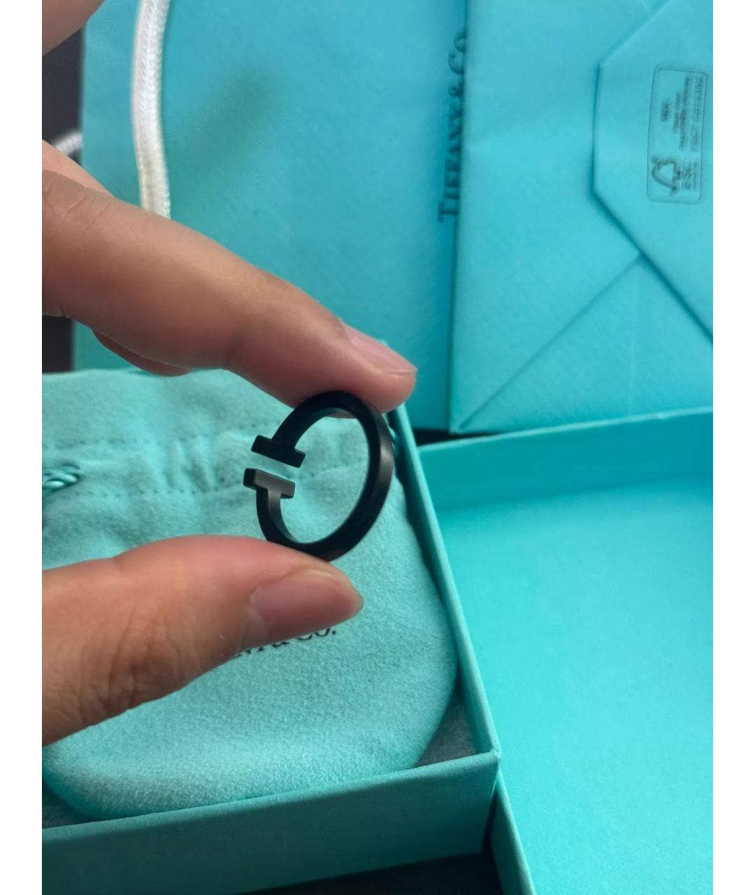 TIFFANY&CO Черное металлическое кольцо, фото 5