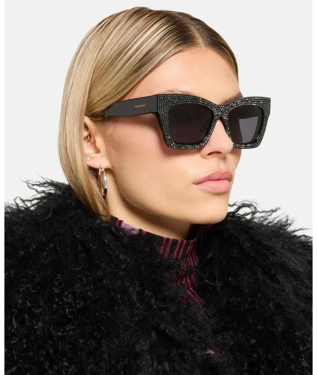 FERRAGAMO Черные солнцезащитные очки, фото 5