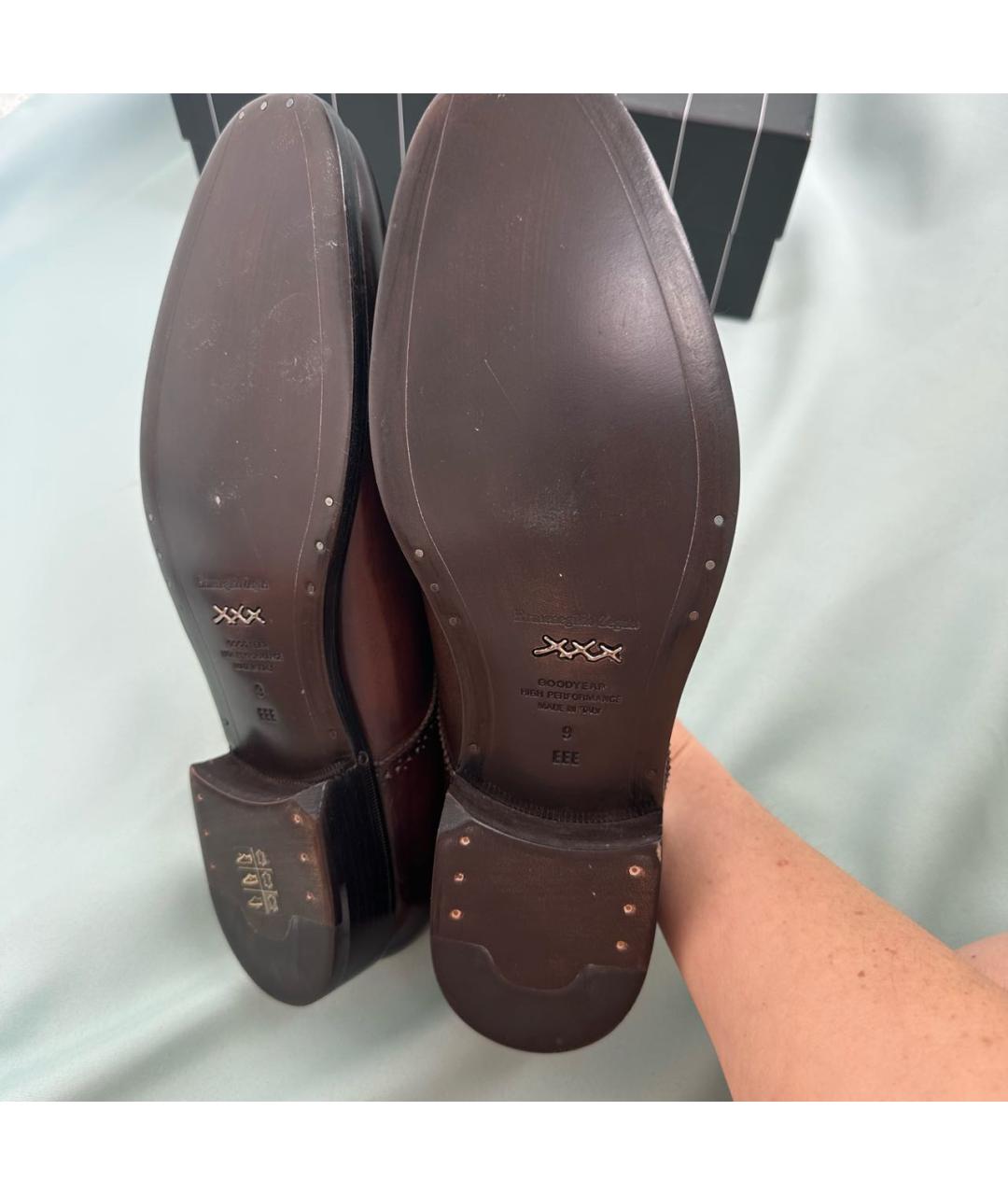 ERMENEGILDO ZEGNA XXX Коричневые кожаные туфли, фото 7