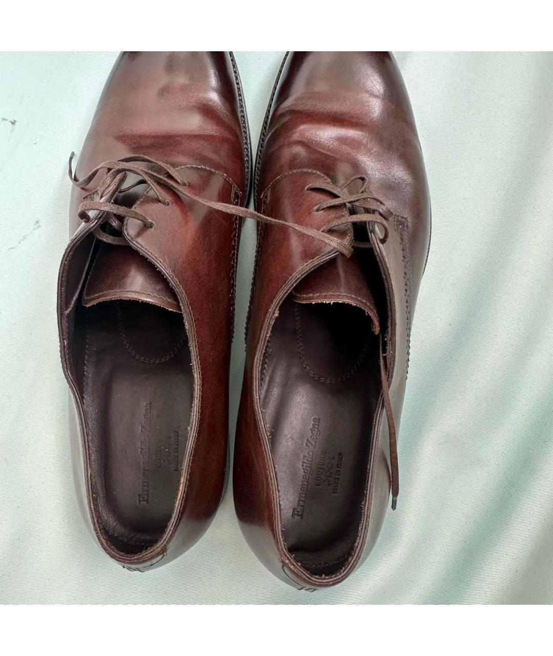 ERMENEGILDO ZEGNA XXX Коричневые кожаные туфли, фото 4