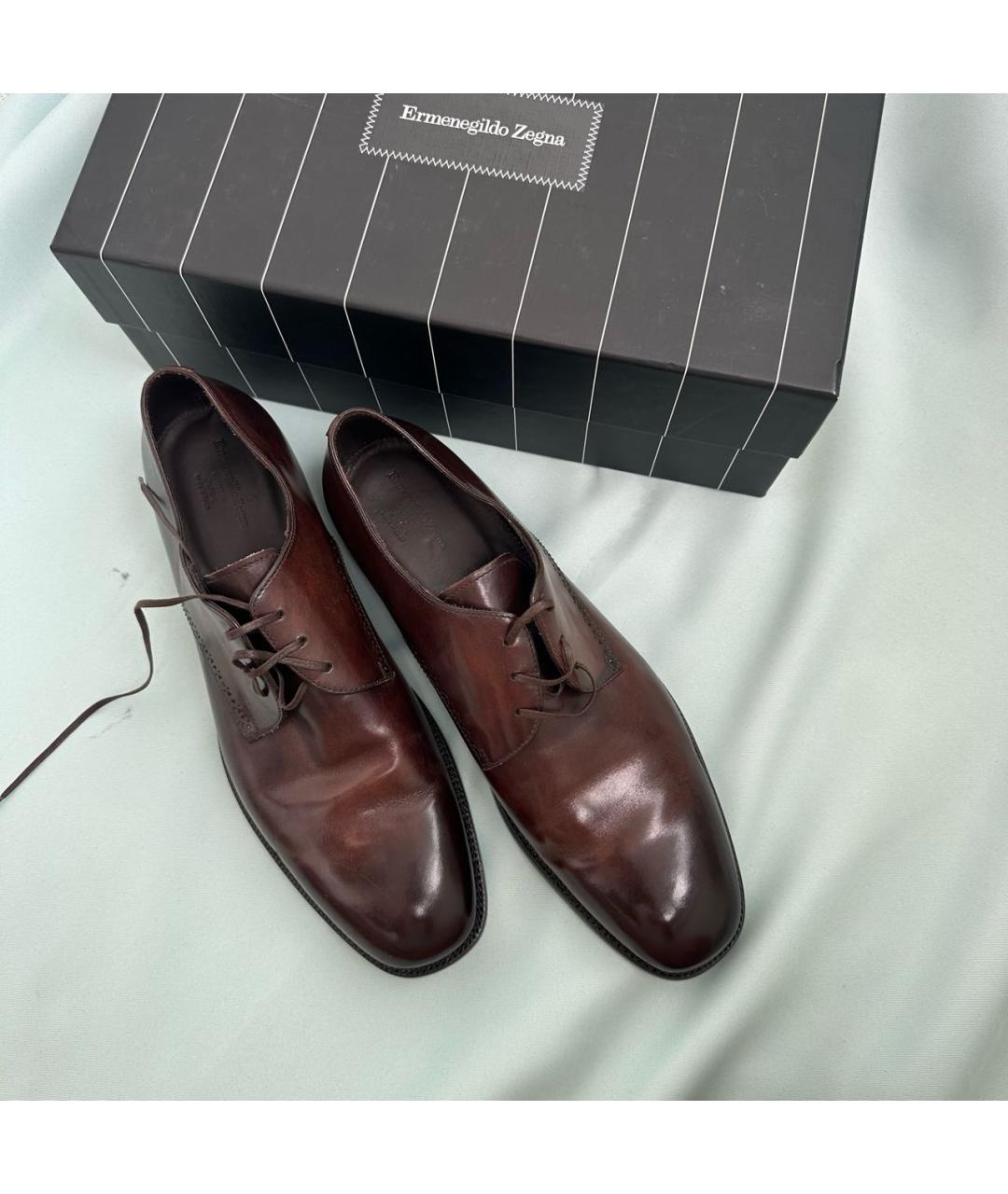 ERMENEGILDO ZEGNA XXX Коричневые кожаные туфли, фото 3