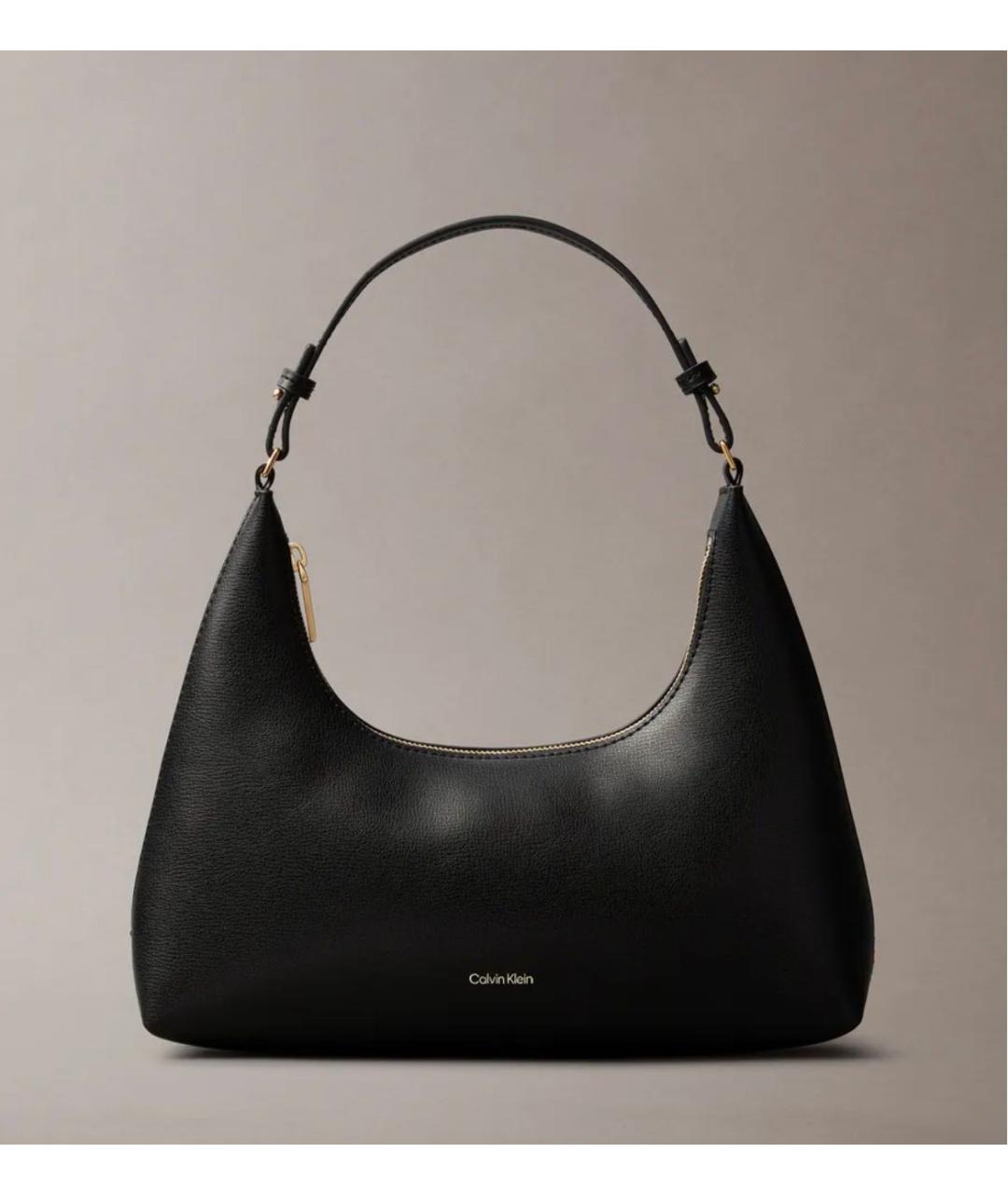 CALVIN KLEIN Черная сумка с короткими ручками из искусственной кожи, фото 4