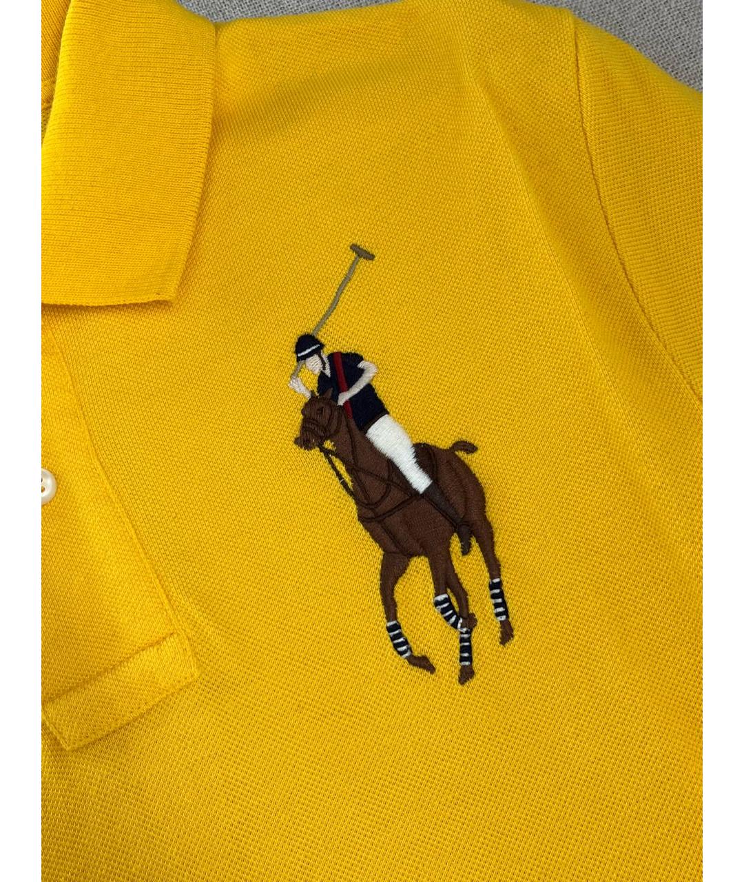 RALPH LAUREN Желтое хлопковое поло с коротким рукавом, фото 3