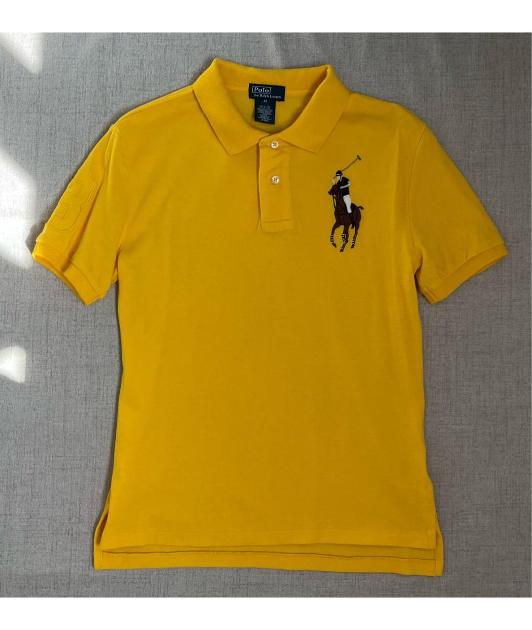RALPH LAUREN Желтое хлопковое поло с коротким рукавом, фото 2