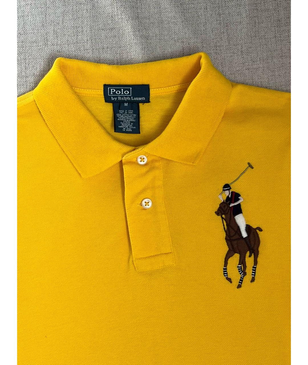 RALPH LAUREN Желтое хлопковое поло с коротким рукавом, фото 5