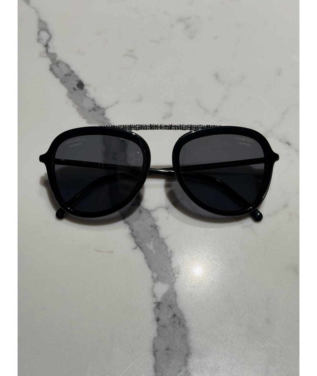 CHANEL Черные пластиковые солнцезащитные очки, фото 3