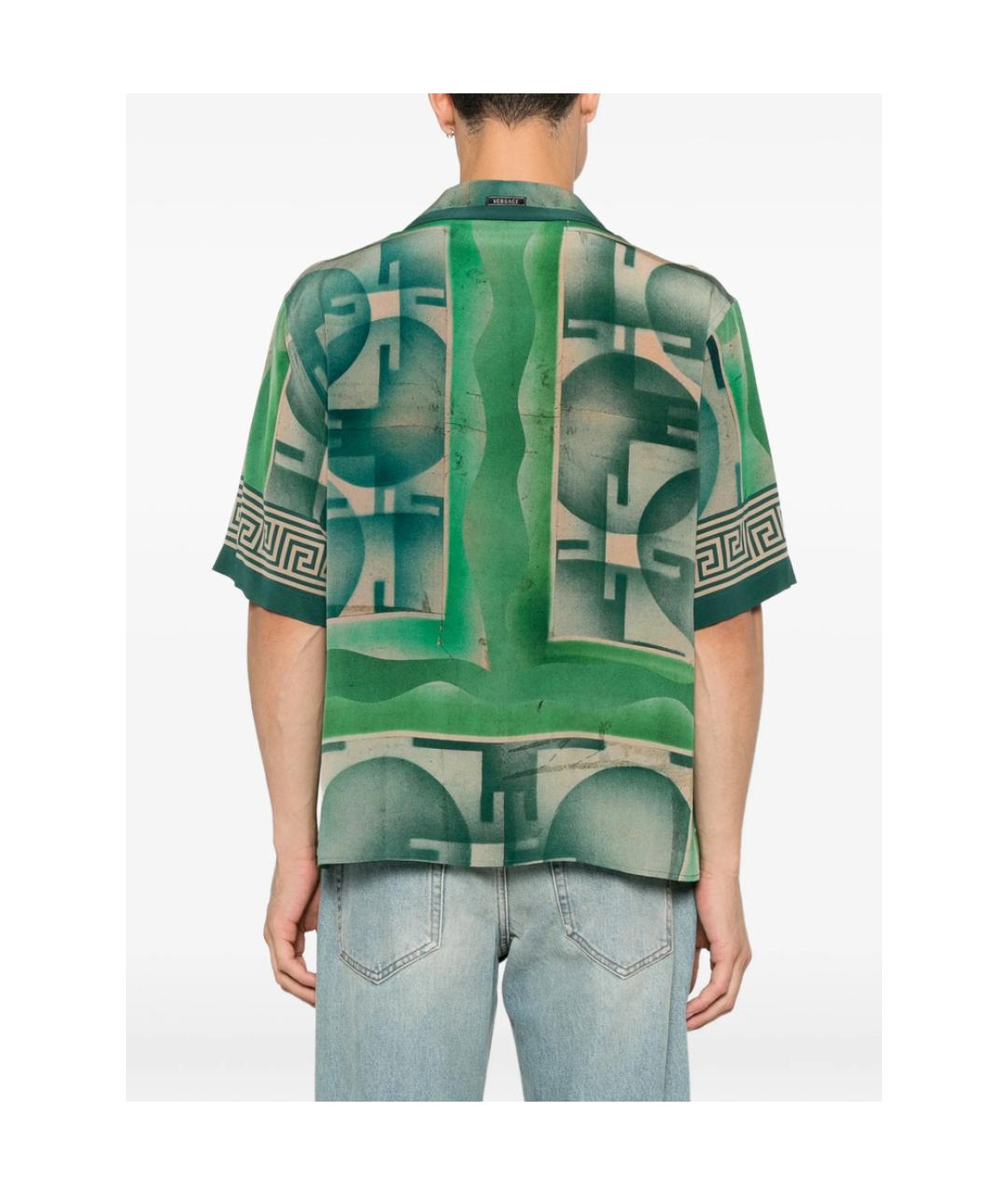 VERSACE Зеленая шелковая кэжуал рубашка, фото 2