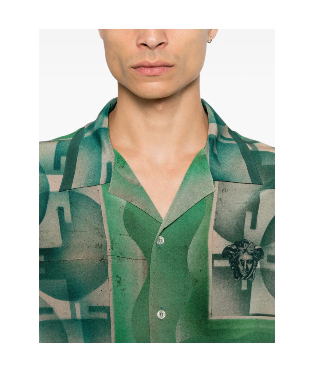 VERSACE Зеленая шелковая кэжуал рубашка, фото 5