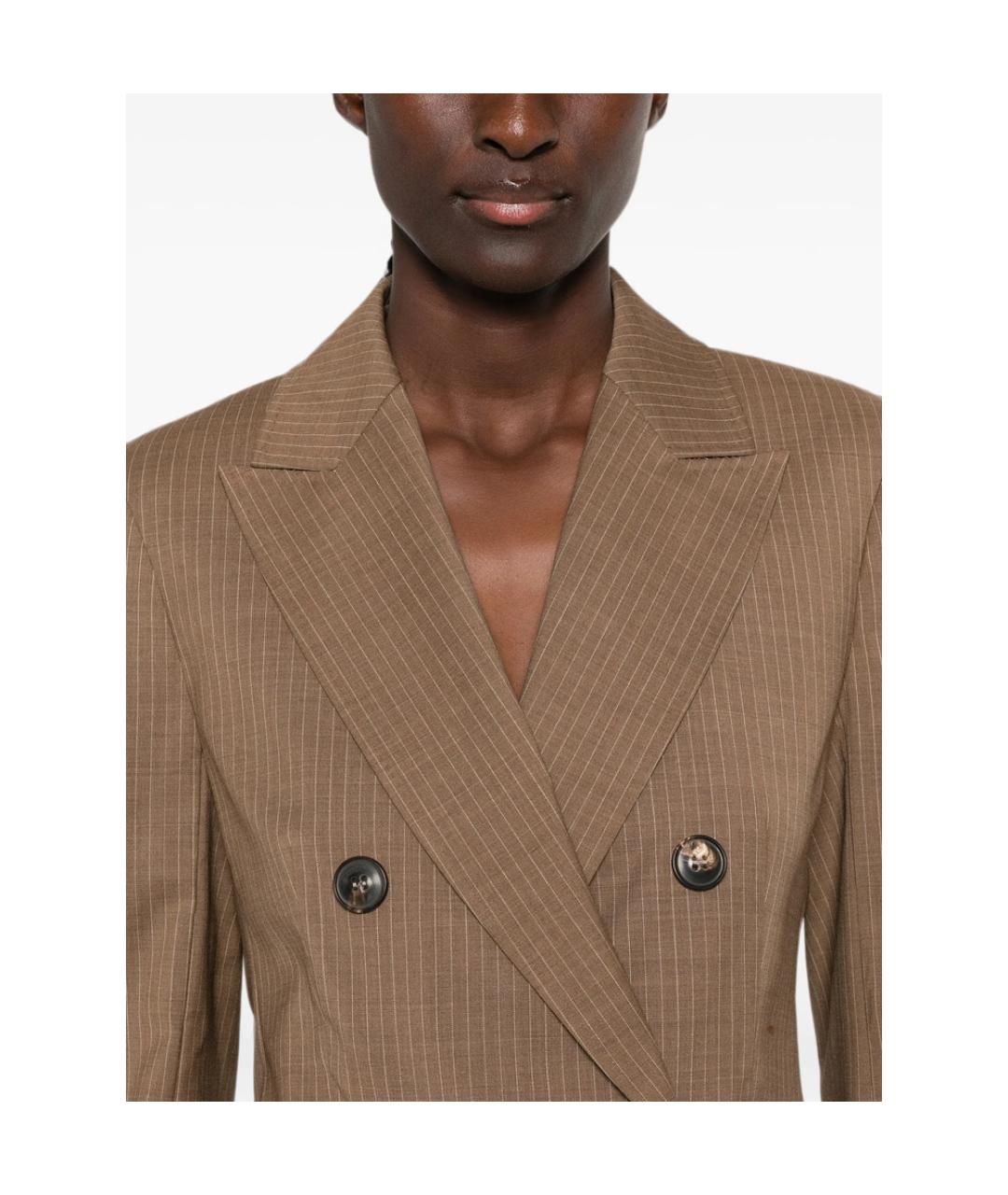 MAX MARA STUDIO Коричневый ацетатный жакет/пиджак, фото 4