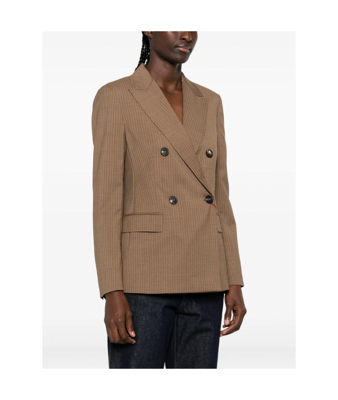 MAX MARA STUDIO Коричневый ацетатный жакет/пиджак, фото 5