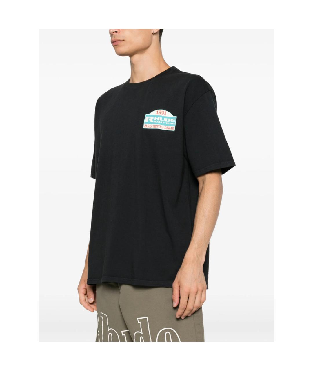 RHUDE Черная хлопковая футболка, фото 5