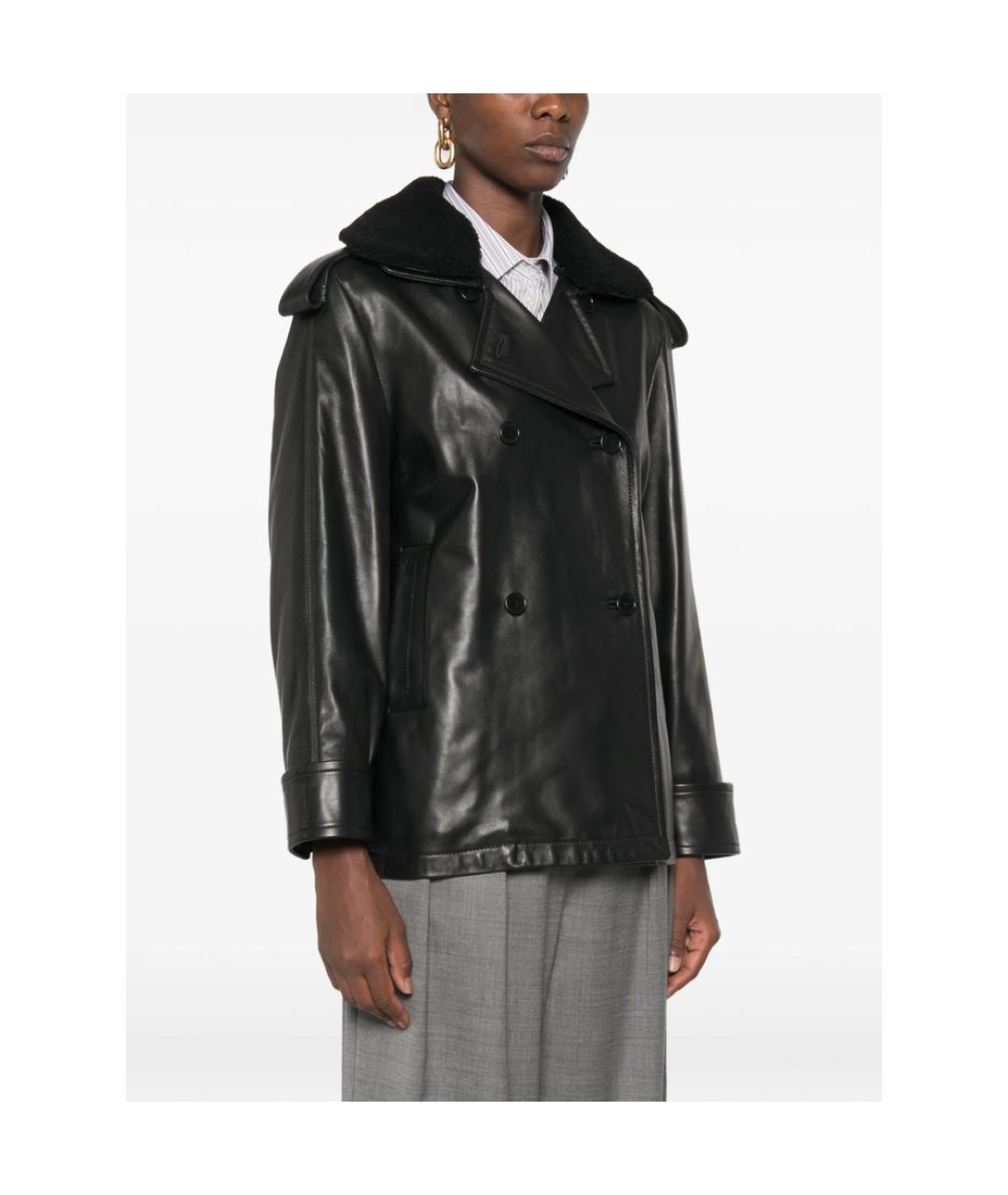 SANTORO Черная кожаная куртка, фото 3