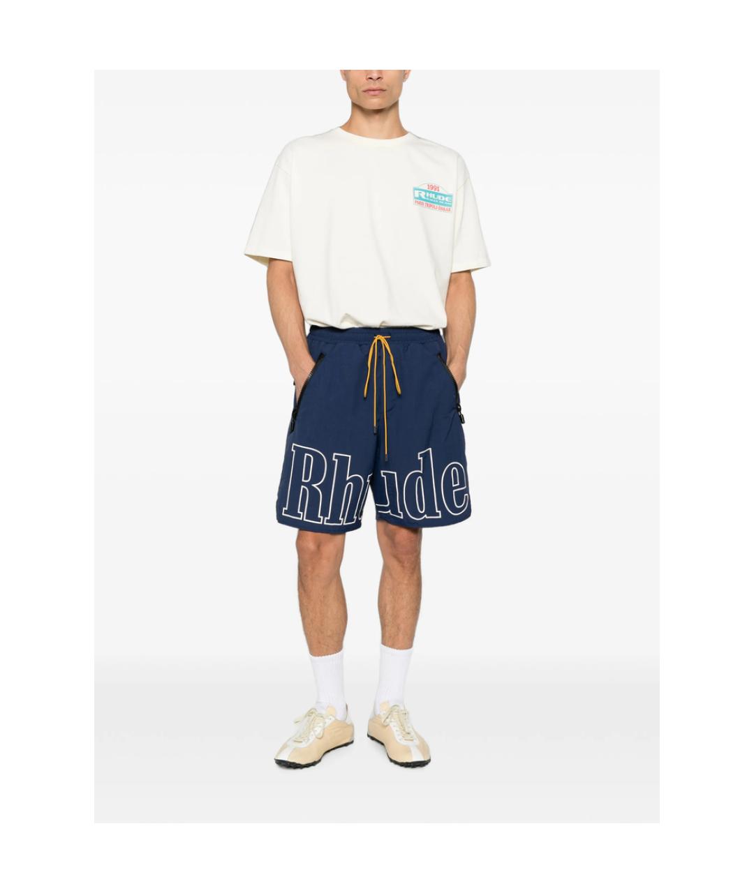 RHUDE Синие нейлоновые шорты, фото 2