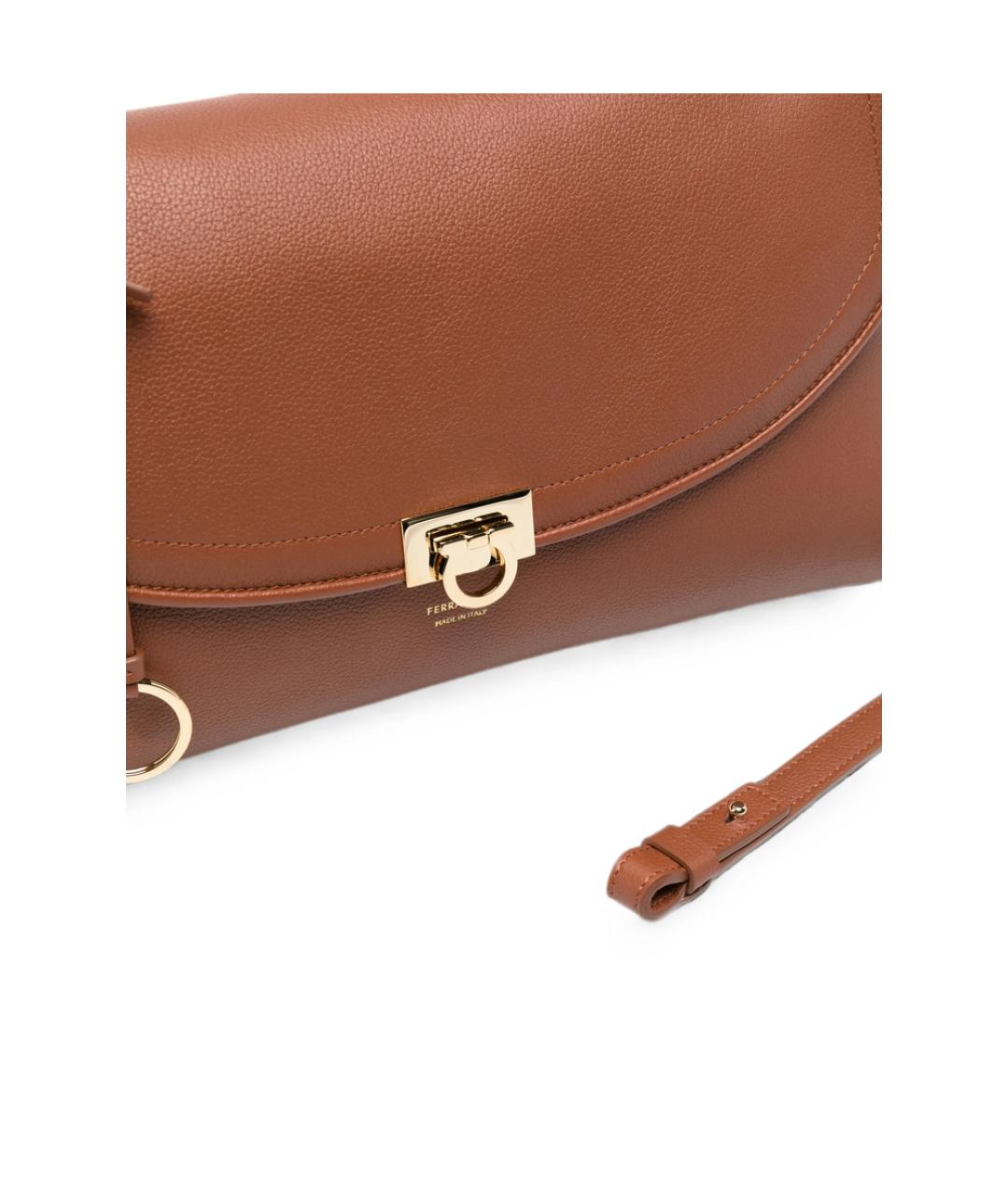 FERRAGAMO Коричневая кожаная сумка через плечо, фото 4
