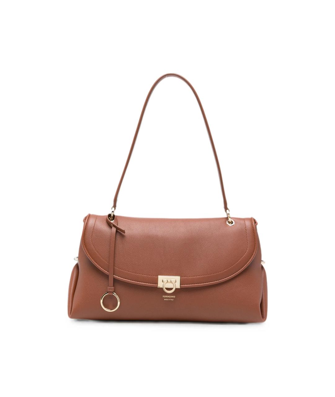 FERRAGAMO Коричневая кожаная сумка через плечо, фото 1
