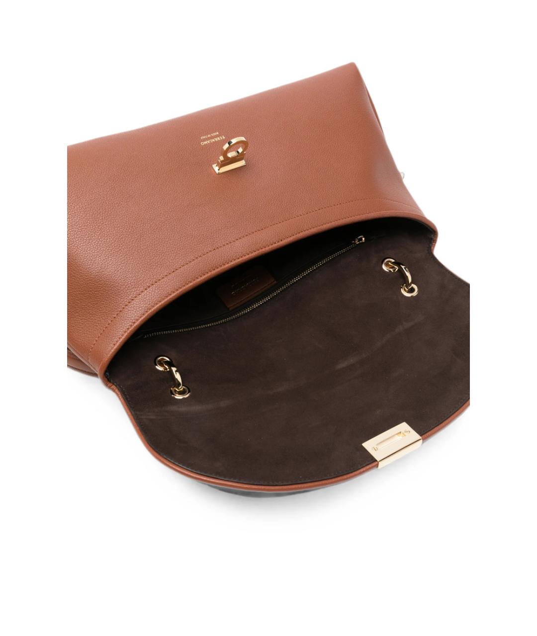 FERRAGAMO Коричневая кожаная сумка через плечо, фото 5