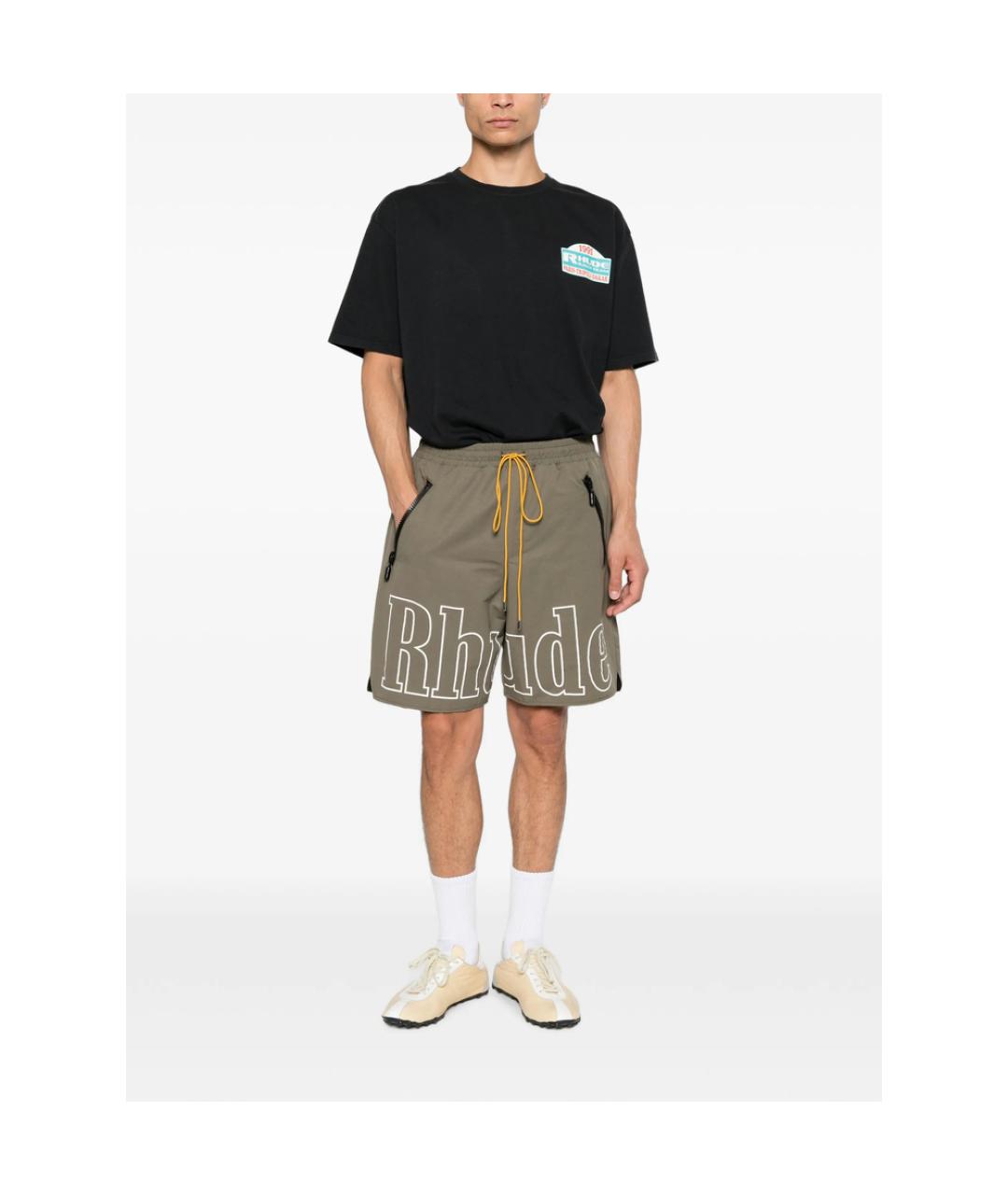 RHUDE Хаки нейлоновые шорты, фото 5