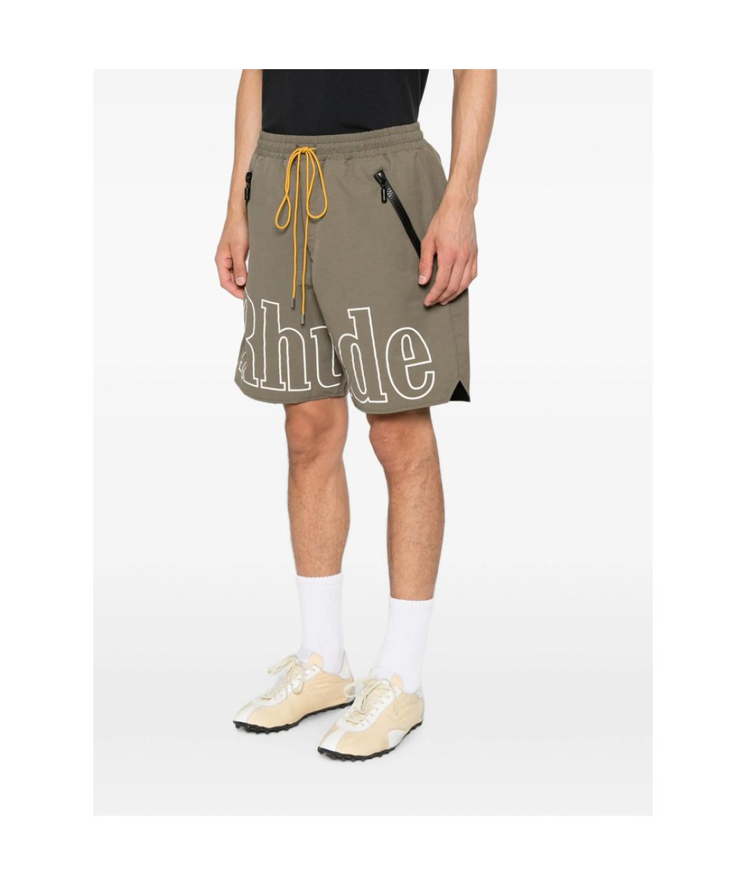 RHUDE Хаки нейлоновые шорты, фото 2