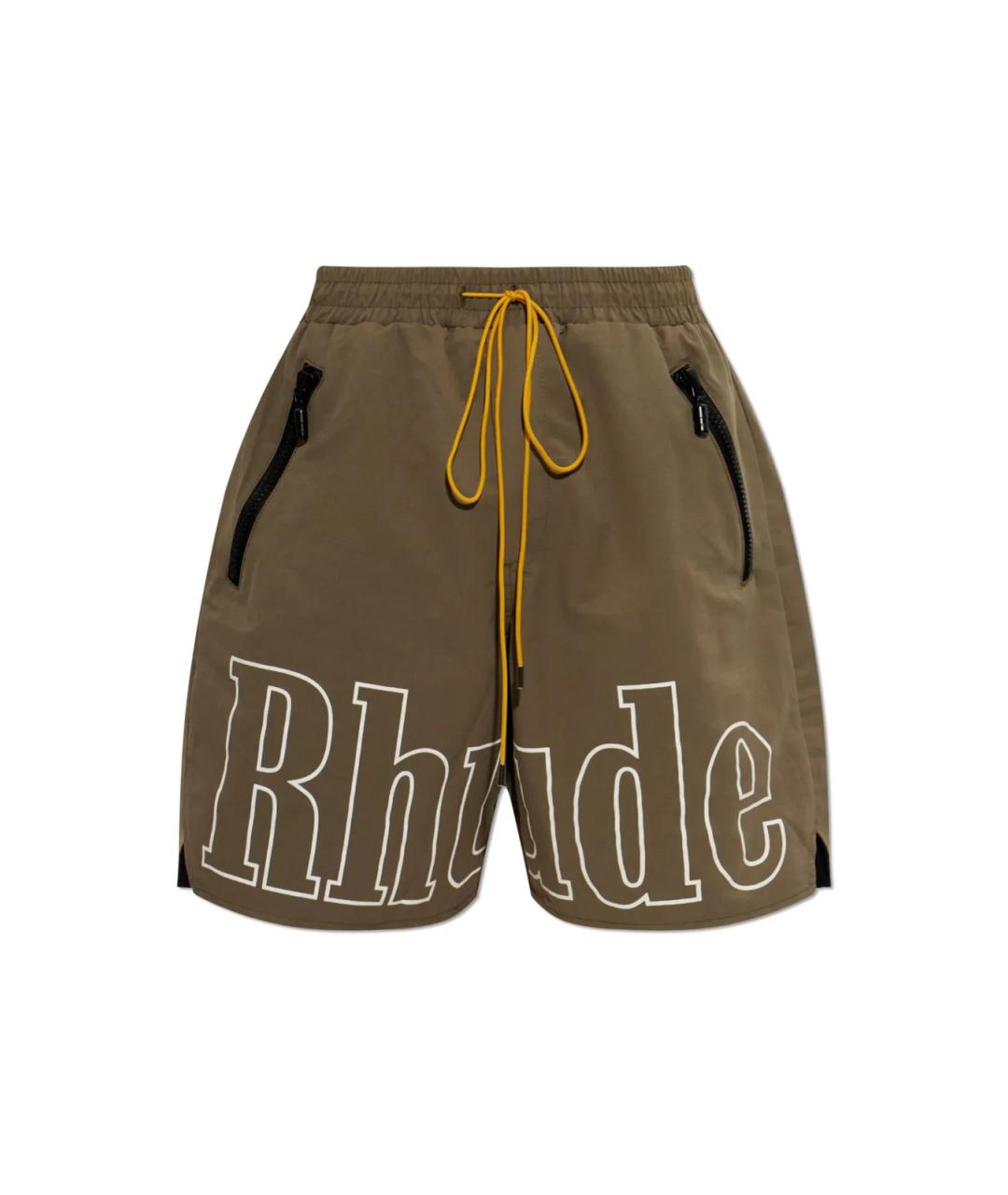 RHUDE Хаки нейлоновые шорты, фото 1