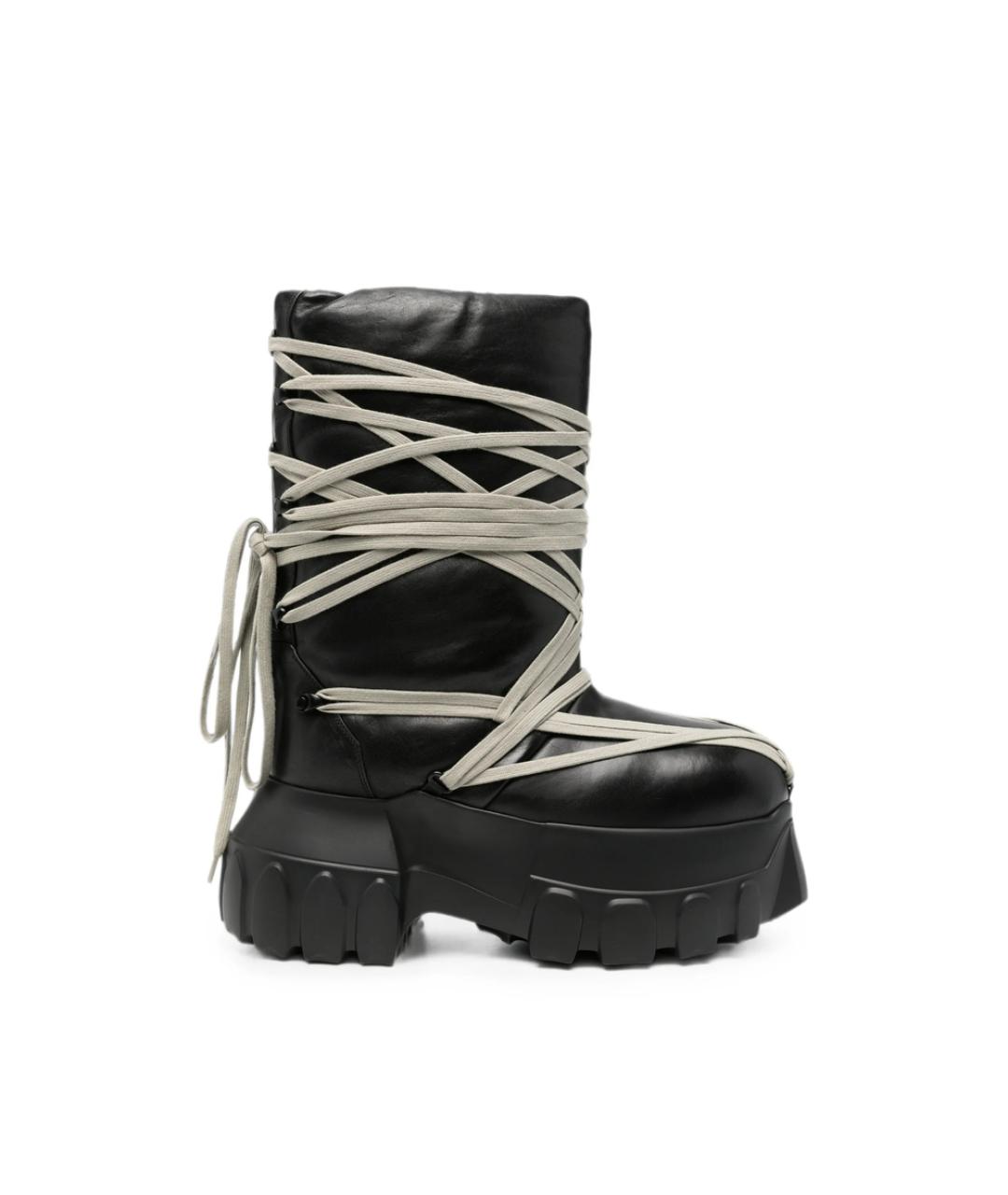 RICK OWENS Черные кожаные высокие ботинки, фото 1